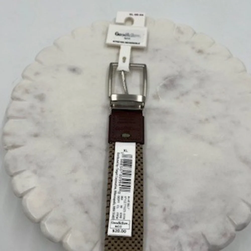 Goodfellow & Co Mens XL 40-44 Reversible Stretch Braided Belt Navy Khaki